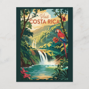 Costa Rica papegaai illustratie reis kunst vintage Briefkaart
