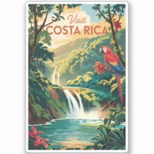 Costa Rica papegaai illustratie reis kunst vintage Sticker