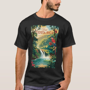Costa Rica papegaai illustratie reis kunst vintage T-shirt