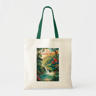 Costa Rica papegaai illustratie reis kunst vintage Tote Bag