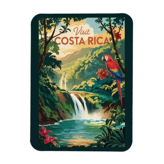 Costa Rica Parrot Illustration Travel Art Vintage Magneet (Verticaal)
