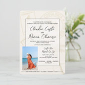 Costa Rica Paspoort Trouw Uitnodiging Champagne (Staand voorkant)