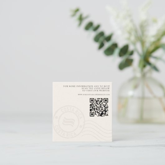 Costa Rica Passport Wedding QR Informatiekaartje (Staand voorkant)