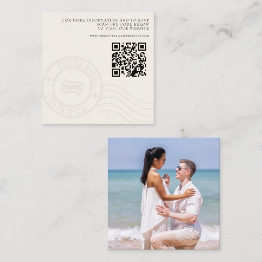 Costa Rica Passport Wedding QR Informatiekaartje (Voorkant / Achterkant)