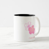 Costa Rica Pink Flowers Souvenir Coffee Tweekleurige Koffiemok (Voorkant rechts)
