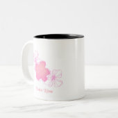 Costa Rica Pink Flowers Souvenir Coffee Tweekleurige Koffiemok (Voorkant links)