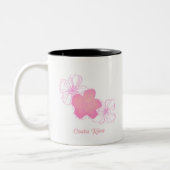 Costa Rica Pink Flowers Souvenir Coffee Tweekleurige Koffiemok (Links)