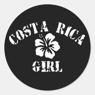 Costa Rica Pink Girl Ronde Sticker