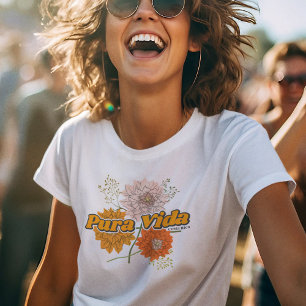 Costa Rica Pura Vida Botanische bloemen T-shirt
