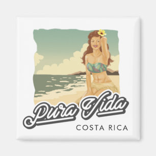 Costa Rica Pura Vida Girl op het strand Surf Magneet