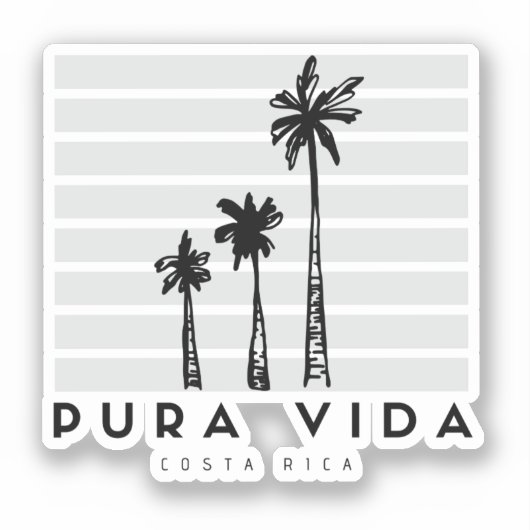Costa Rica Pura Vida Palm Tree Souvenir Sticker (Voorkant)