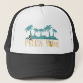 Costa Rica Pura Vida Palm Tree-strand Trucker Pet (Voorkant)