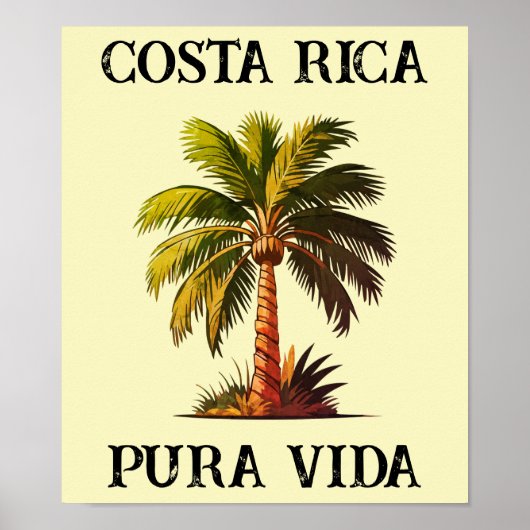 Costa Rica pura vida palmboom poster (Voorkant)