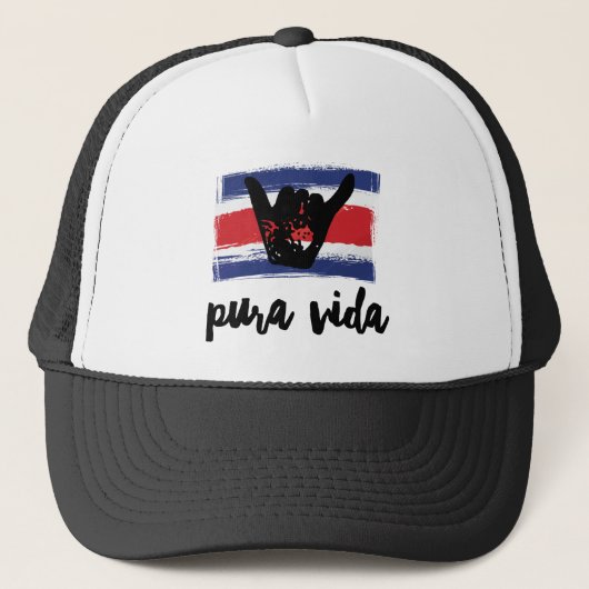 Costa Rica Pura Vida Shaka Flag Trucker Pet (Voorkant)