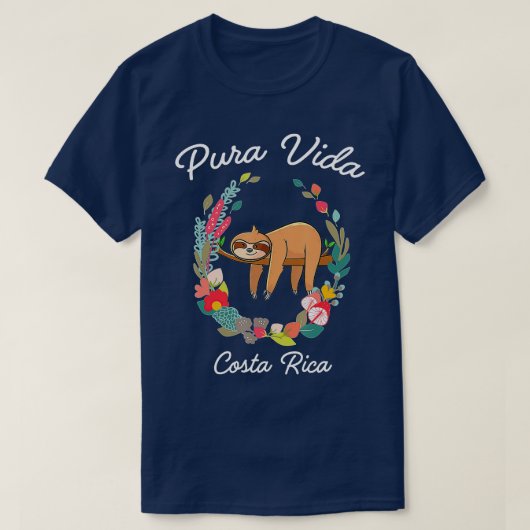 Costa Rica Pura Vida Sloth T-shirt (Design voorkant)