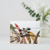 Costa Rica Pura Vida Surfboard Foto Briefkaart (Staand voorkant)