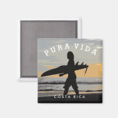 Costa Rica Pura Vida Surfer Souvenir Magnet (Voorkant / Achterkant)