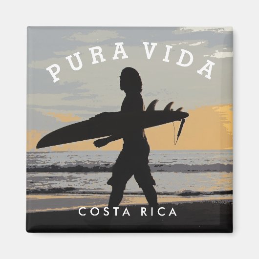 Costa Rica Pura Vida Surfer Souvenir Magnet (Voorkant)
