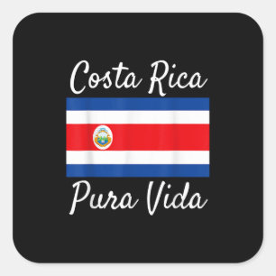 Costa Rica Pura Vida T-Shirt. Mooi Nationaal F Vierkante Sticker