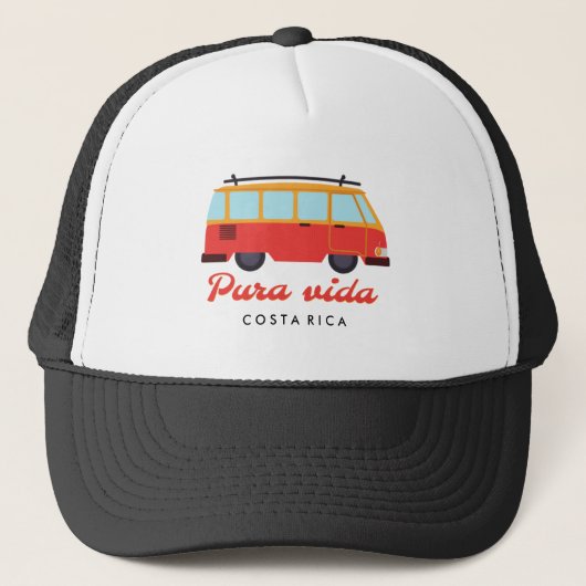 Costa Rica Pura Vida Travel Surf Van Trucker Pet (Voorkant)