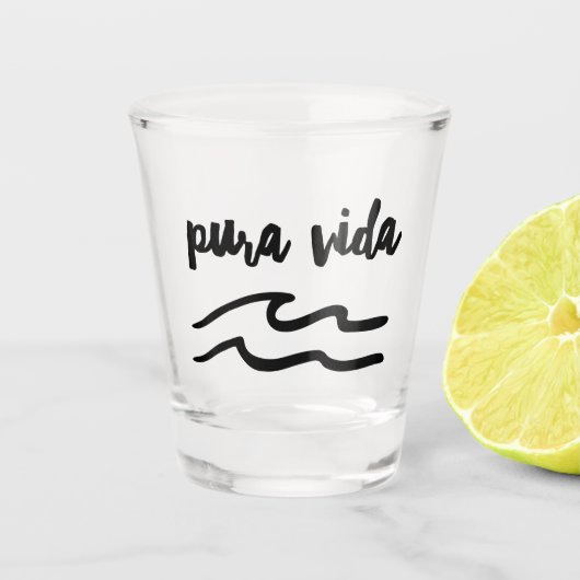 Costa Rica Pura Vida Wave Souvenir Shot Glas (Voorkant)