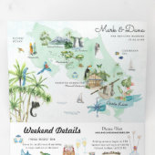 Costa Rica | Reizigersroute bestemming Drieluik Uitnodiging (Binnenzijde eerst)