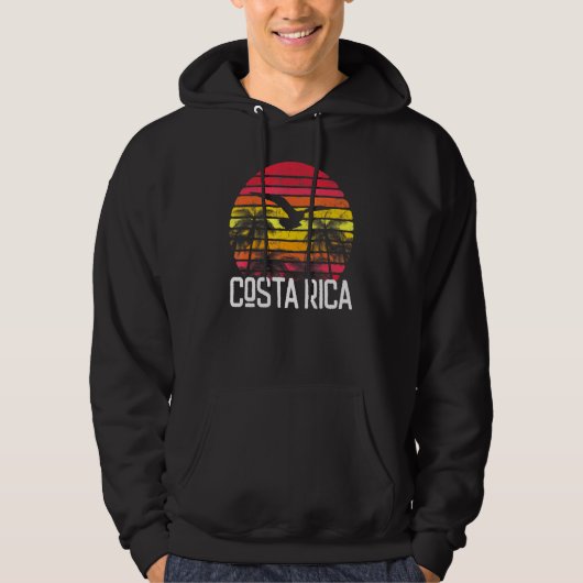 Costa Rica Retro Beach Palm Tree Surf Hoodie (Voorkant)