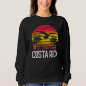 Costa Rica  Retro Beach Palm Tree Surf Trui (Voorkant)