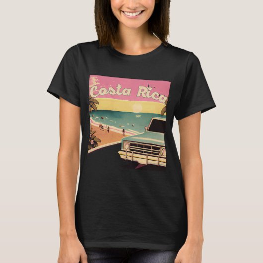 Costa Rica Retro Beach Vacation Graphics Costa Ric T-shirt (Voorkant)