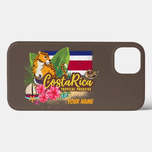 Costa Rica retro big cat  vlag Souvenir Case-Mate iPhone Case (Achterkant (horizontaal))
