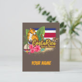 Costa Rica retro big cat  vlag Souvenir Feestdagenkaart (Staand voorkant)