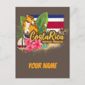 Costa Rica retro big cat  vlag Souvenir Feestdagenkaart (Voorkant)