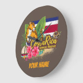 Costa Rica retro big cat  vlag Souvenir Grote Klok (Hoek)