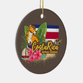 Costa Rica retro big cat  vlag Souvenir Keramisch Ornament (Rechts)