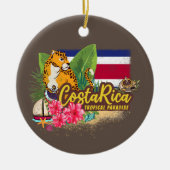Costa Rica retro big cat  vlag Souvenir Keramisch Ornament (Voorkant)