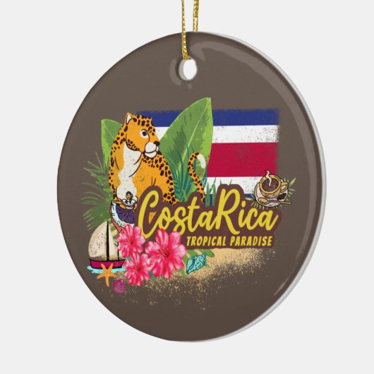 Costa Rica retro big cat  vlag Souvenir Keramisch Ornament (Links)
