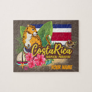 Costa Rica retro big cat  vlag Souvenir Legpuzzel