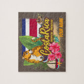 Costa Rica retro big cat  vlag Souvenir Legpuzzel (Verticaal)