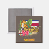 Costa Rica retro big cat vlag Souvenir Magneet (Voorkant / Achterkant)