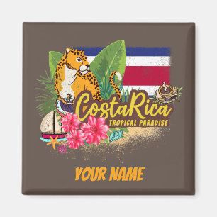 Costa Rica retro big cat  vlag Souvenir Magneet
