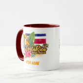 Costa Rica retro big cat vlag Souvenir Mok (Voorkant links)