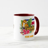 Costa Rica retro big cat vlag Souvenir Mok (Voorkant rechts)