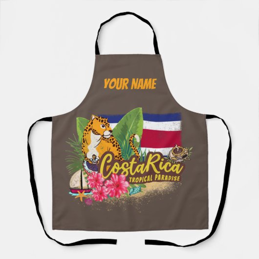 Costa Rica retro big cat  vlag Souvenir Schort (Voorkant)