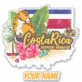 Costa Rica retro big cat  vlag Souvenir Sticker (Voorkant)