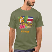 Costa Rica retro big cat  vlag Souvenir T-shirt (Voorkant)