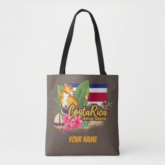 Costa Rica retro big cat  vlag Souvenir Tote Bag (Voorkant)
