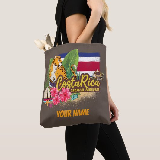 Costa Rica retro big cat  vlag Souvenir Tote Bag (Dichtbij)