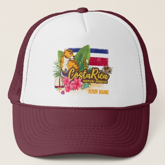 Costa Rica retro big cat vlag Souvenir Trucker Pet (Voorkant)
