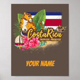 Costa Rica retro grote kat vintage vlag Souvenir Poster
