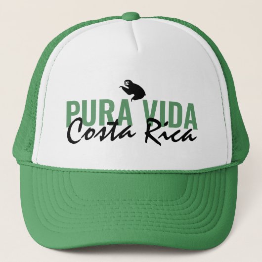 Costa Rica Rica Vida Sloth Mannen PurGreen Trucker Pet (Voorkant)